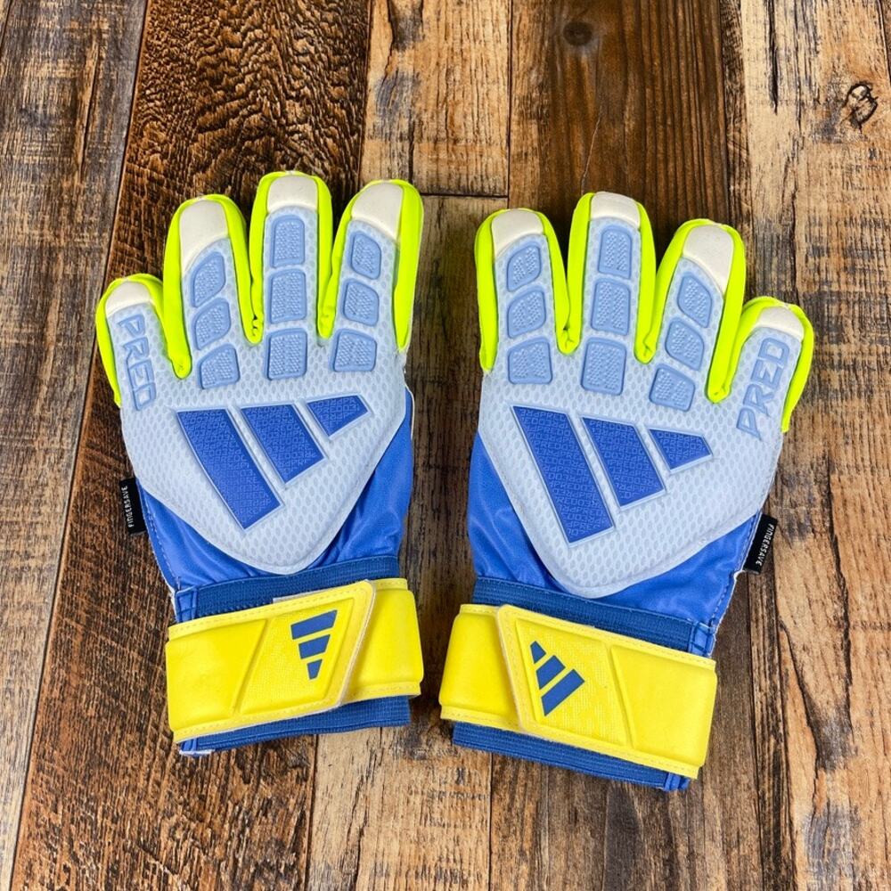 Adidas Copa GL Sz 7 Blue Yellow Adjustable Wrist Strap Soccer Goalkeeper Gloves